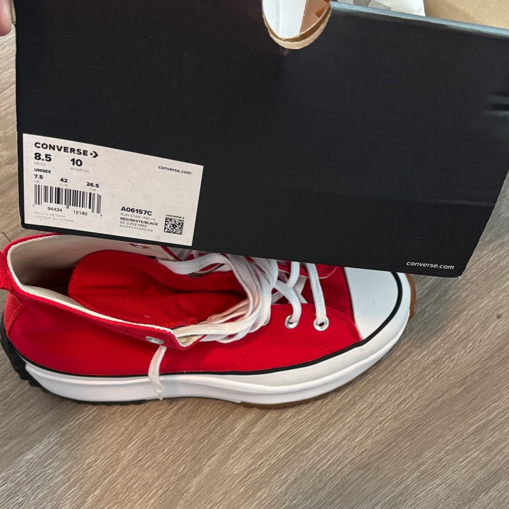 Converse women’s Red and White High-Top Sneakers